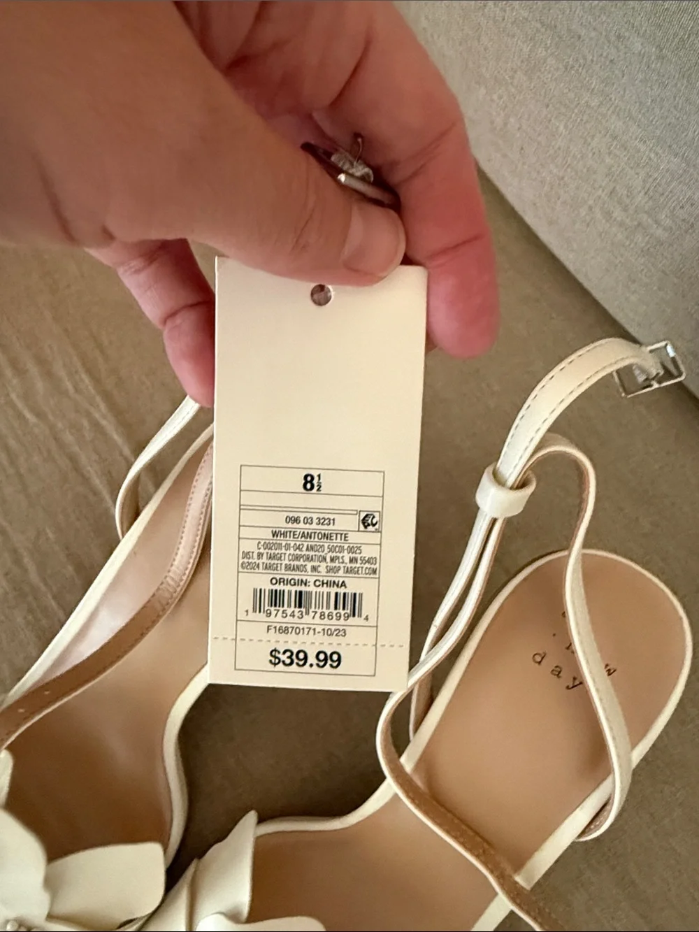 NWT A New Day Women's White Antonette Heeled Sandals Size 8.5